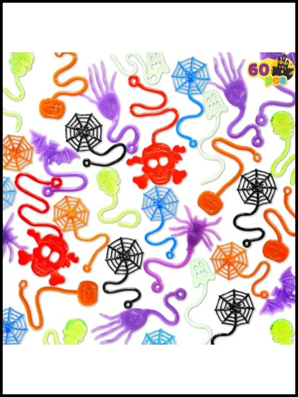 60 PCS Halloween Stretchy Sticky Toys for Kids Party Favors Classroom Prizes TPR
